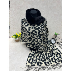 На фото 1 - Мягкий палантин из кашемира с норвковым воротником мультицвет