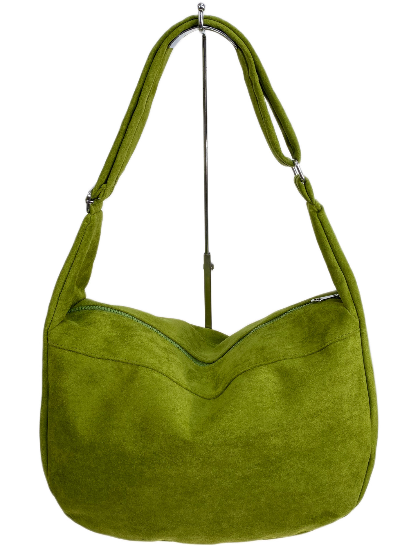 На фото 2 - Женская сумка из искусственной замши, цвет светло зеленый