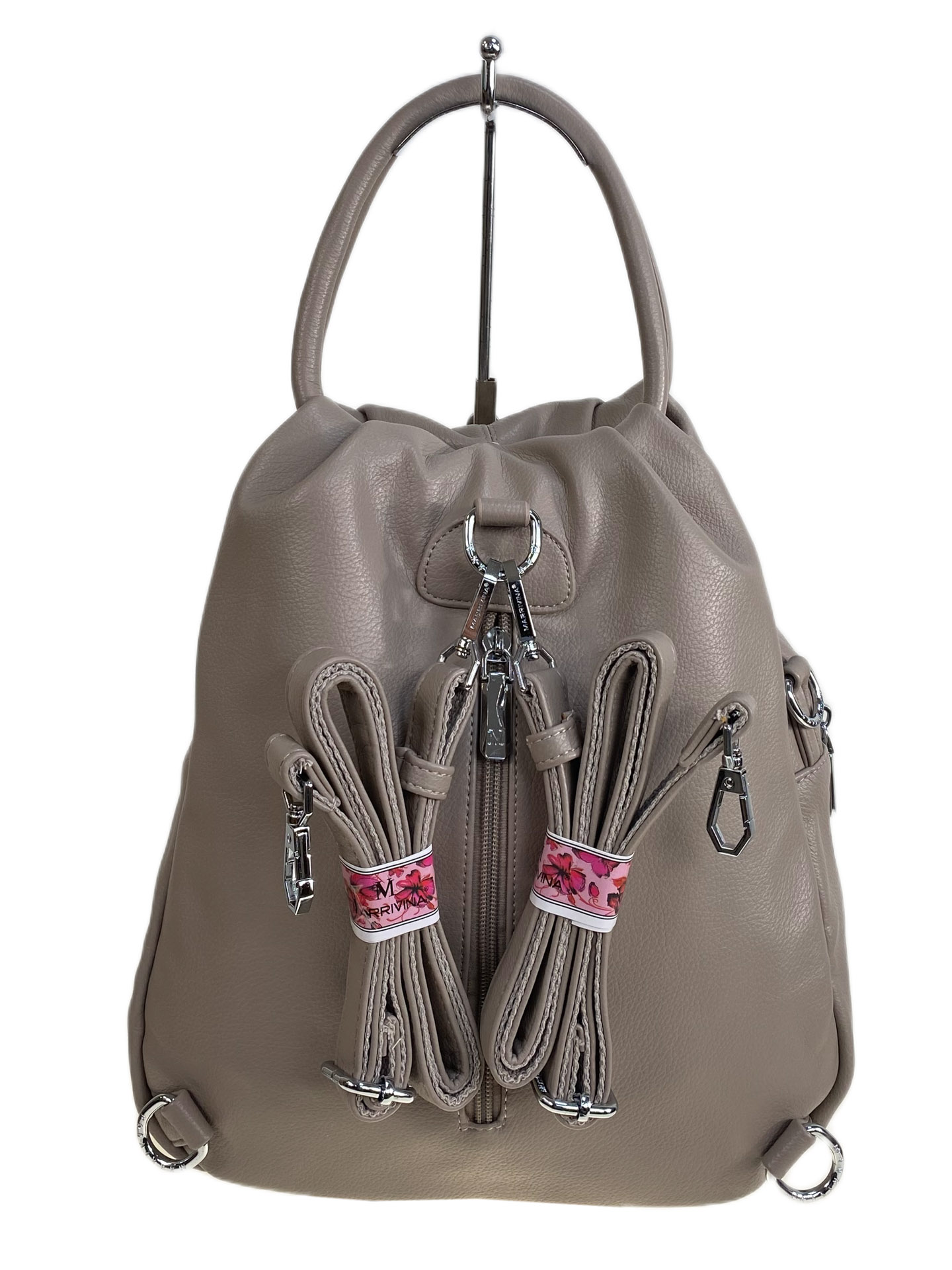 На фото 2 - Женская сумка-рюкзак из искусственной кожи, цвет бежевый