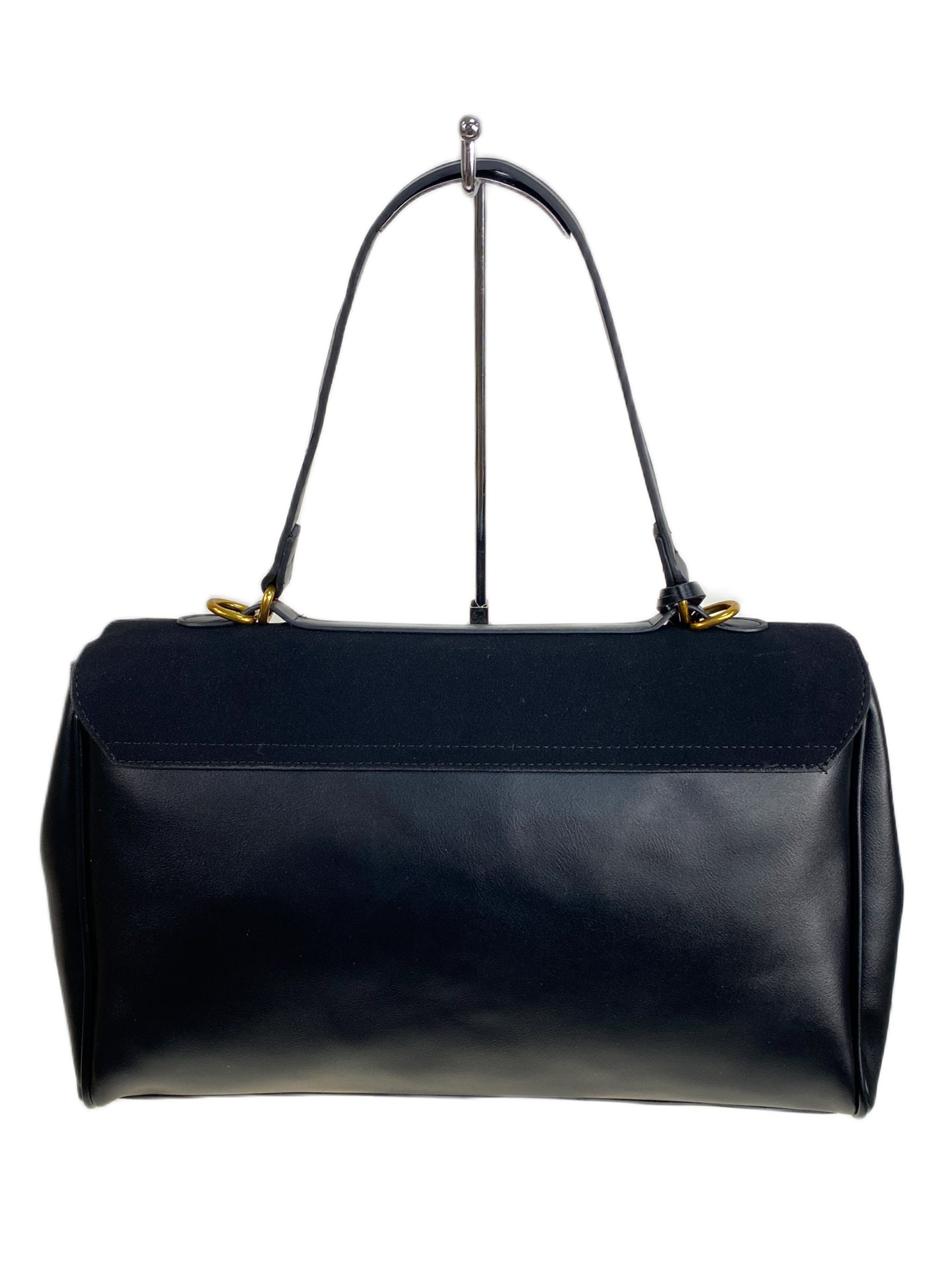 На фото 2 - Женская сумка из искусственной кожи и замши, цвет черный