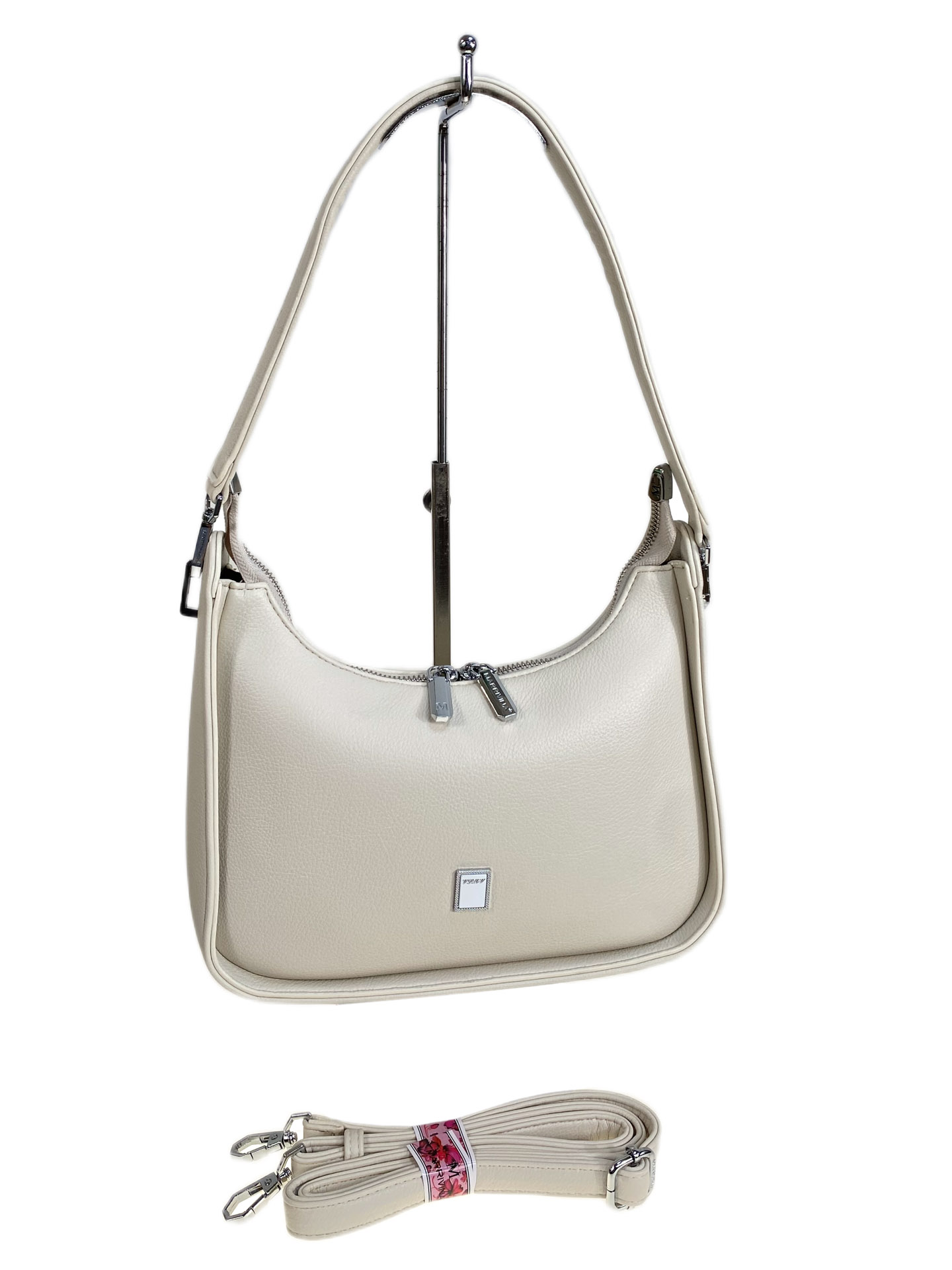 На фото 1 - Женская сумка из искусственной кожи, цвет молочный