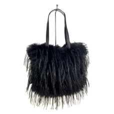 На фото 1 - Женская сумка из искусственного меха, цвет черный