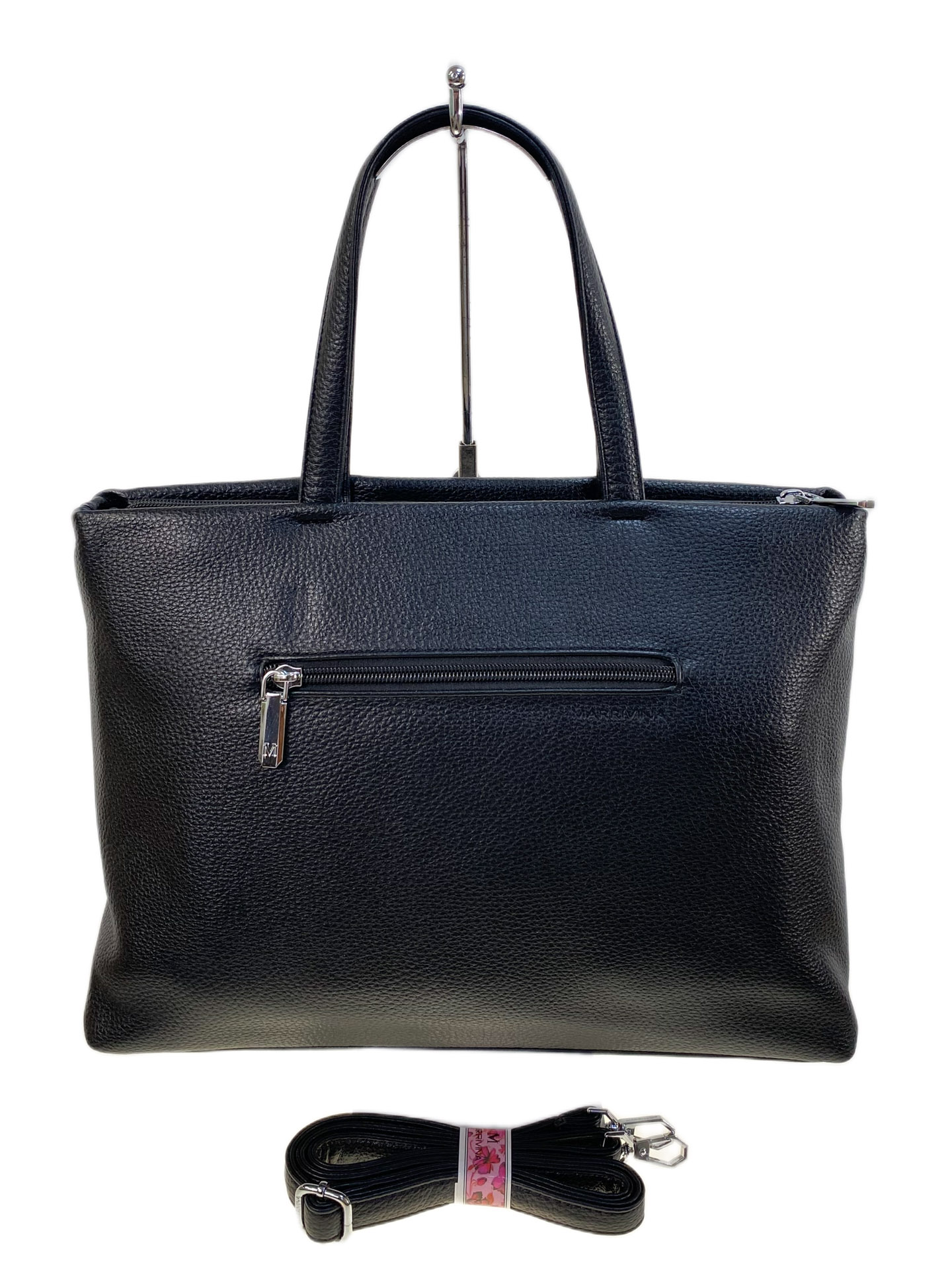 На фото 2 - Женская сумка из искусственной кожи, цвет черный