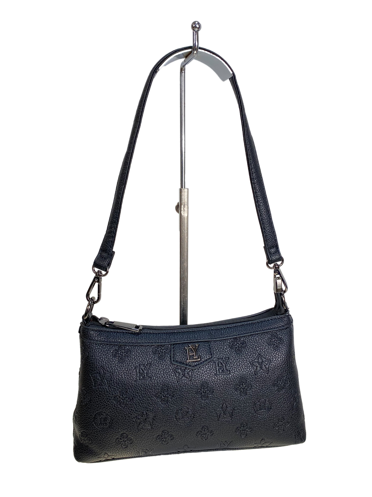 На фото 1 - Женская сумка из искусственной кожи, цвет черный