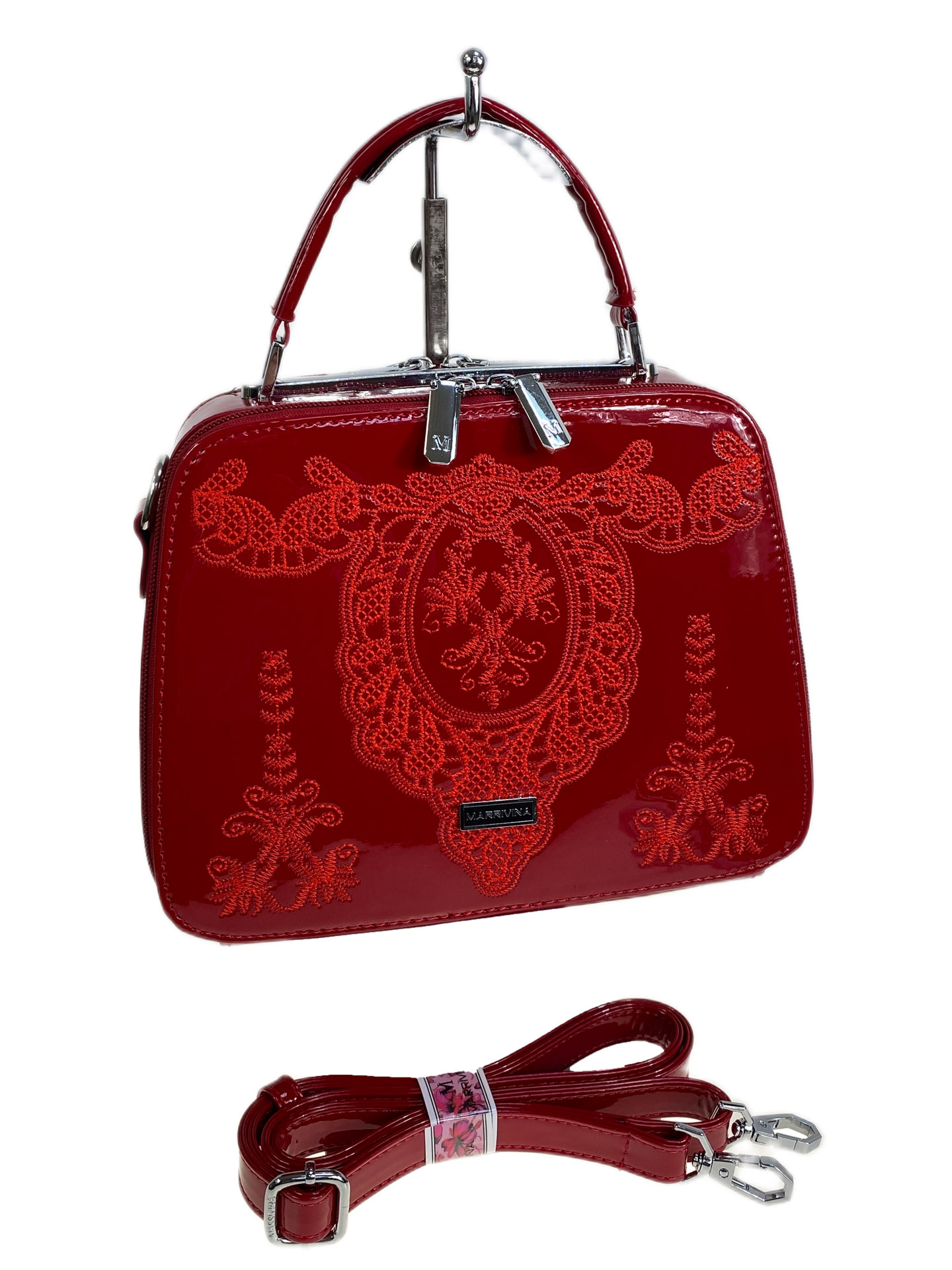 На фото 1 - Женская сумка из искусственной кожи, цвет красный