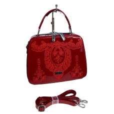 На фото 1 - Женская сумка из искусственной кожи, цвет красный