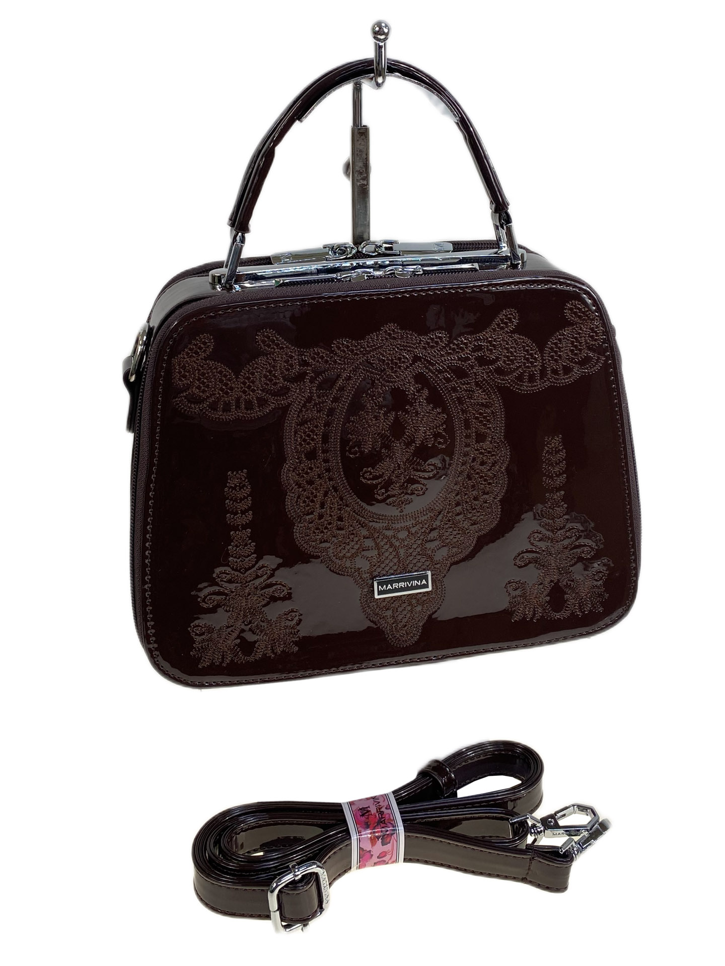 На фото 1 - Женская сумка из искусственной кожи, цвет шоколад