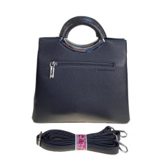 На фото 2 - Женская сумка из искусственной кожи, цвет серо - черный