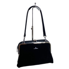 На фото 1 - Женская сумка из искусственной кожи и натуральной замши, цвет черный