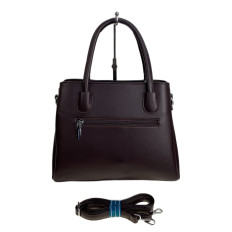 На фото 2 - Женская сумка из искусственной кожи и натуральной замши, цвет шоколад