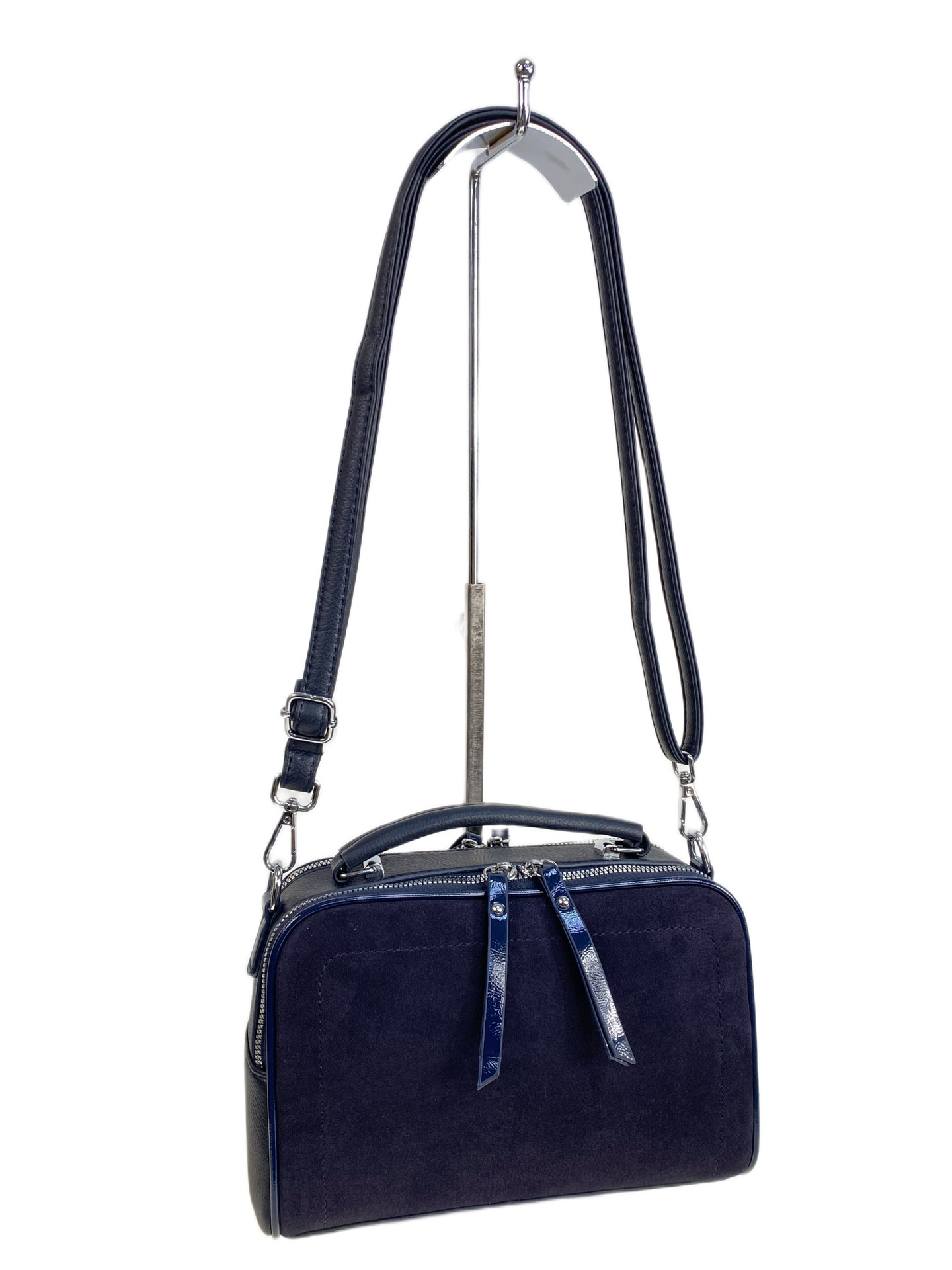 На фото 1 - Женская сумка из искусственной кожи и замши, цвет синий