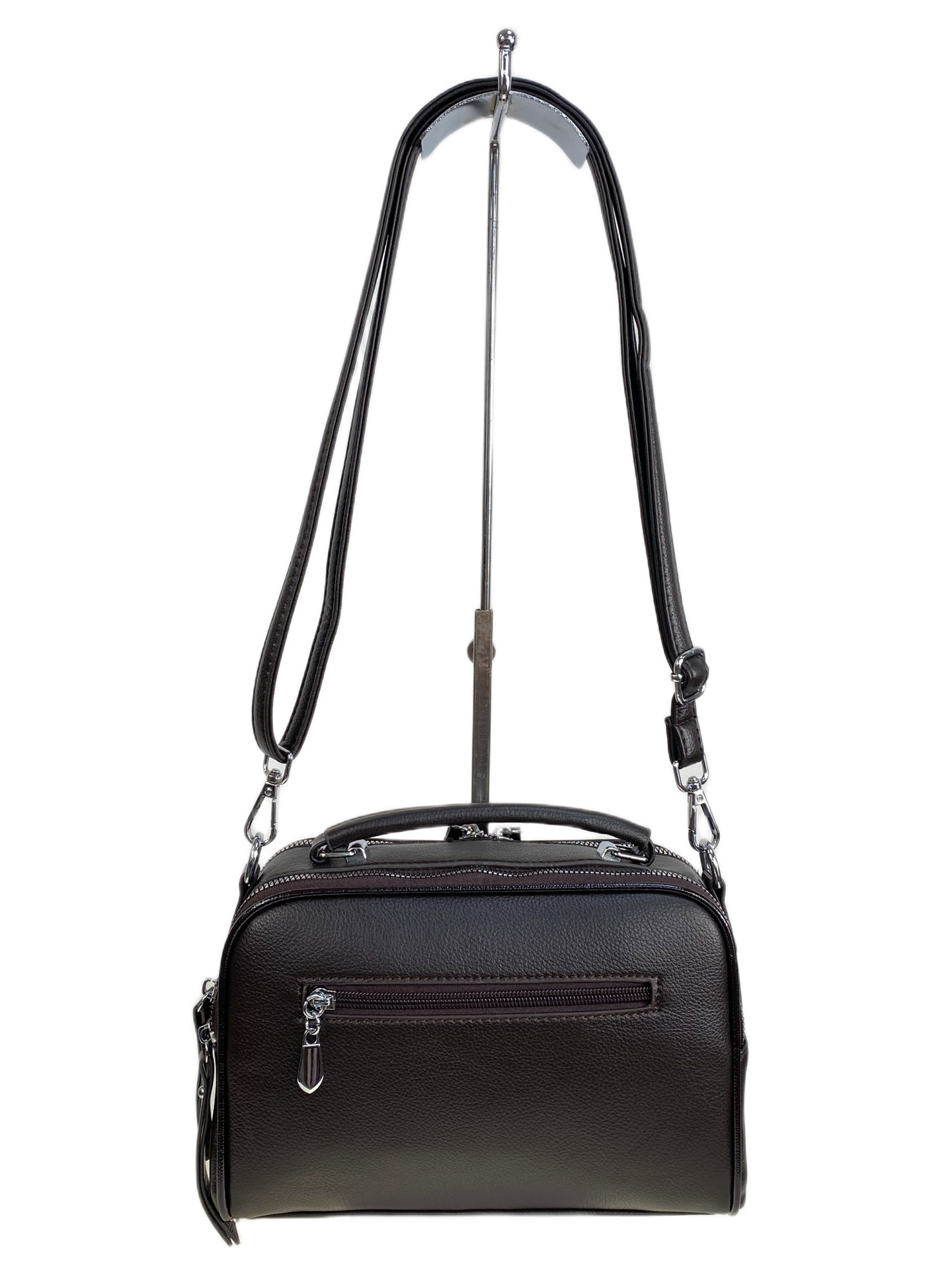 На фото 2 - Женская сумка из искусственной кожи и замши, цвет шоколад