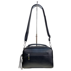 На фото 2 - Женская сумка из искусственной кожи и замши, цвет черный