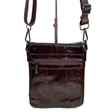 На фото 2 - Сумка мужская из натуральной кожи, цвет кофе