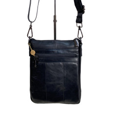 На фото 2 - Сумка мужская из натуральной кожи, цвет черный