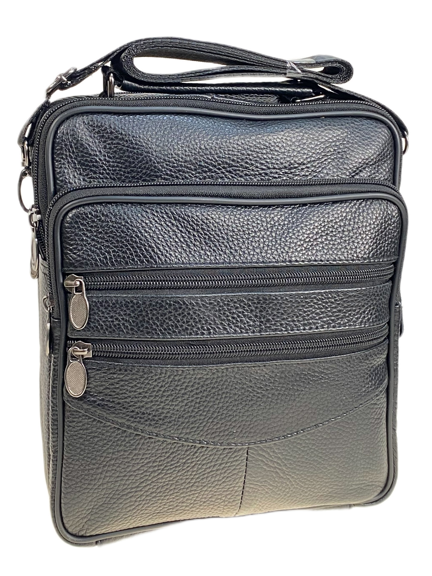 На фото 1 - Сумка мужская  из натуральной кожи, цвет черный