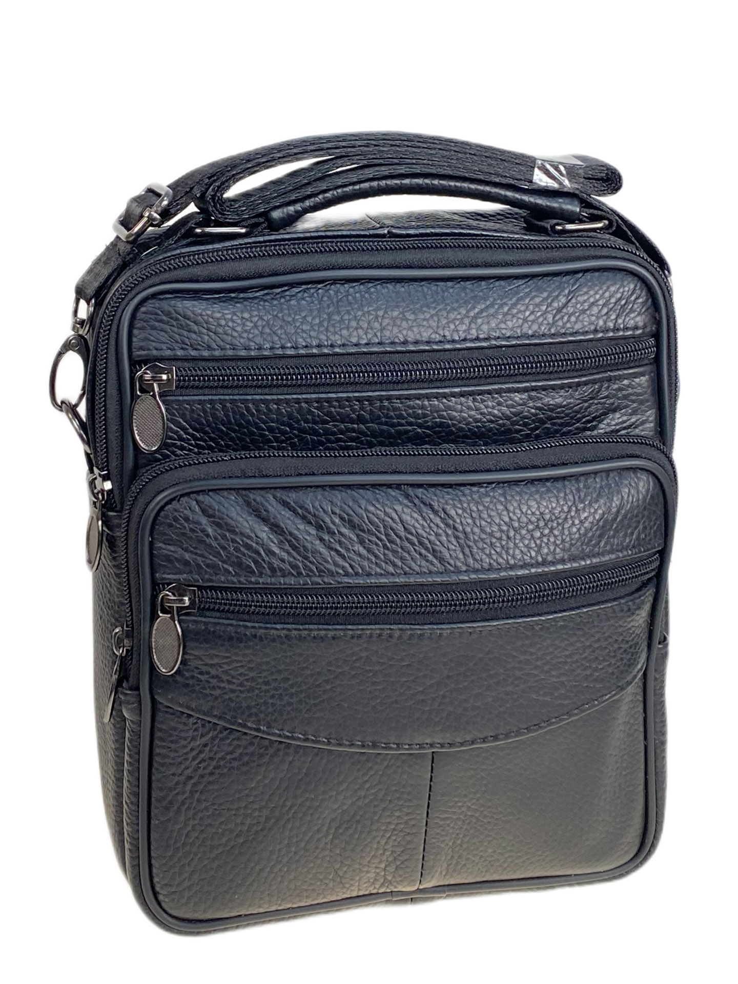 На фото 1 - Сумка мужская  из натуральной кожи, цвет черный