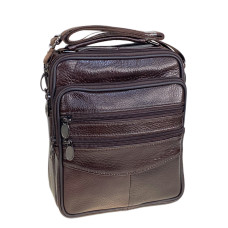 На фото 1 - Сумка мужская  из натуральной кожи, цвет коричневый