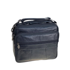 На фото 1 - Сумка мужская из натуральной кожи, цвет черный