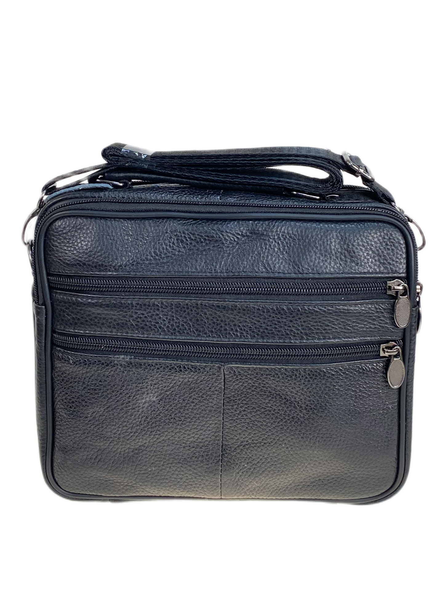 На фото 2 - Сумка мужская из натуральной кожи, цвет черный