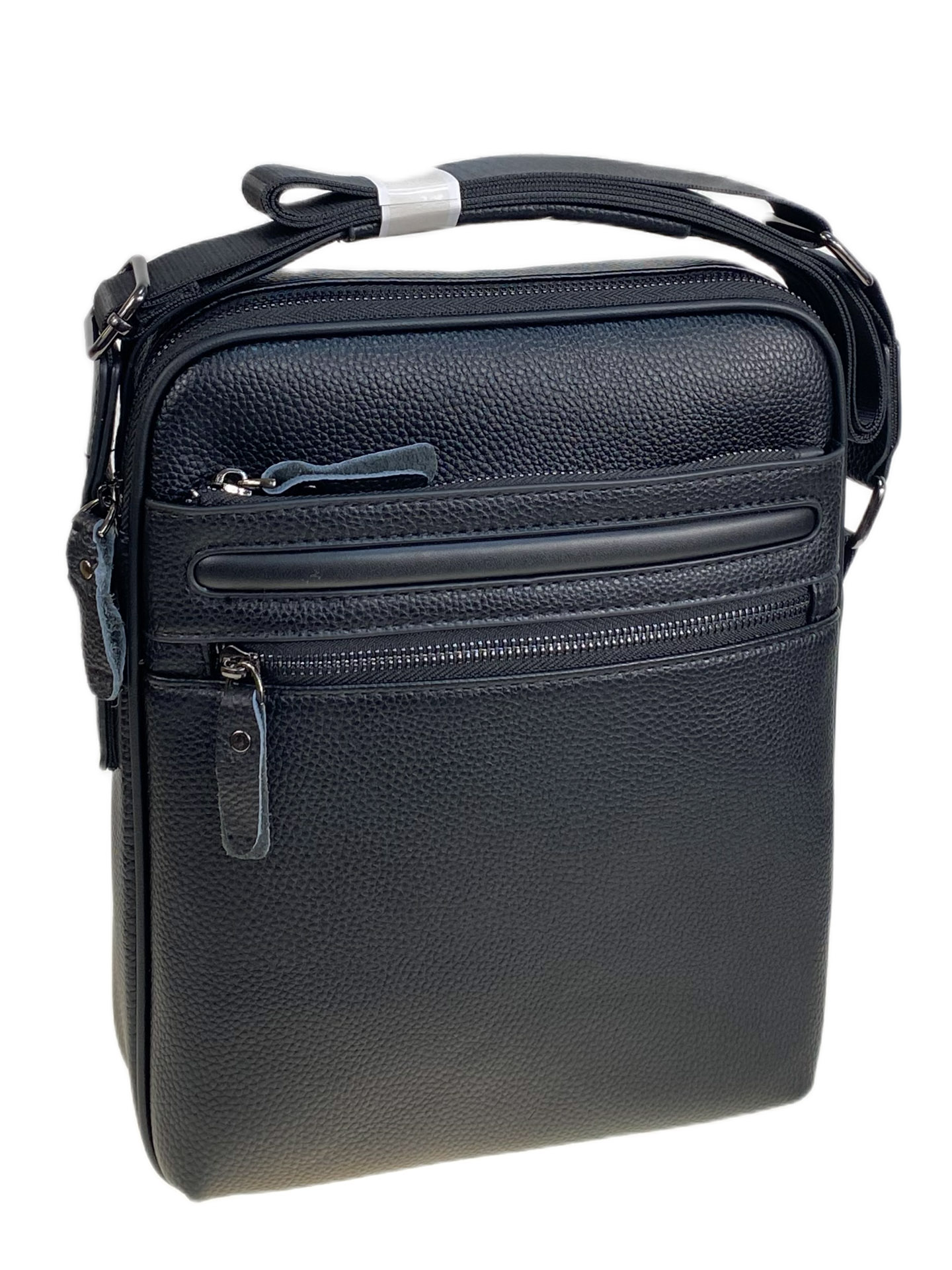 На фото 2 - Сумка мужская через плечо из искусственной кожи, цвет черный