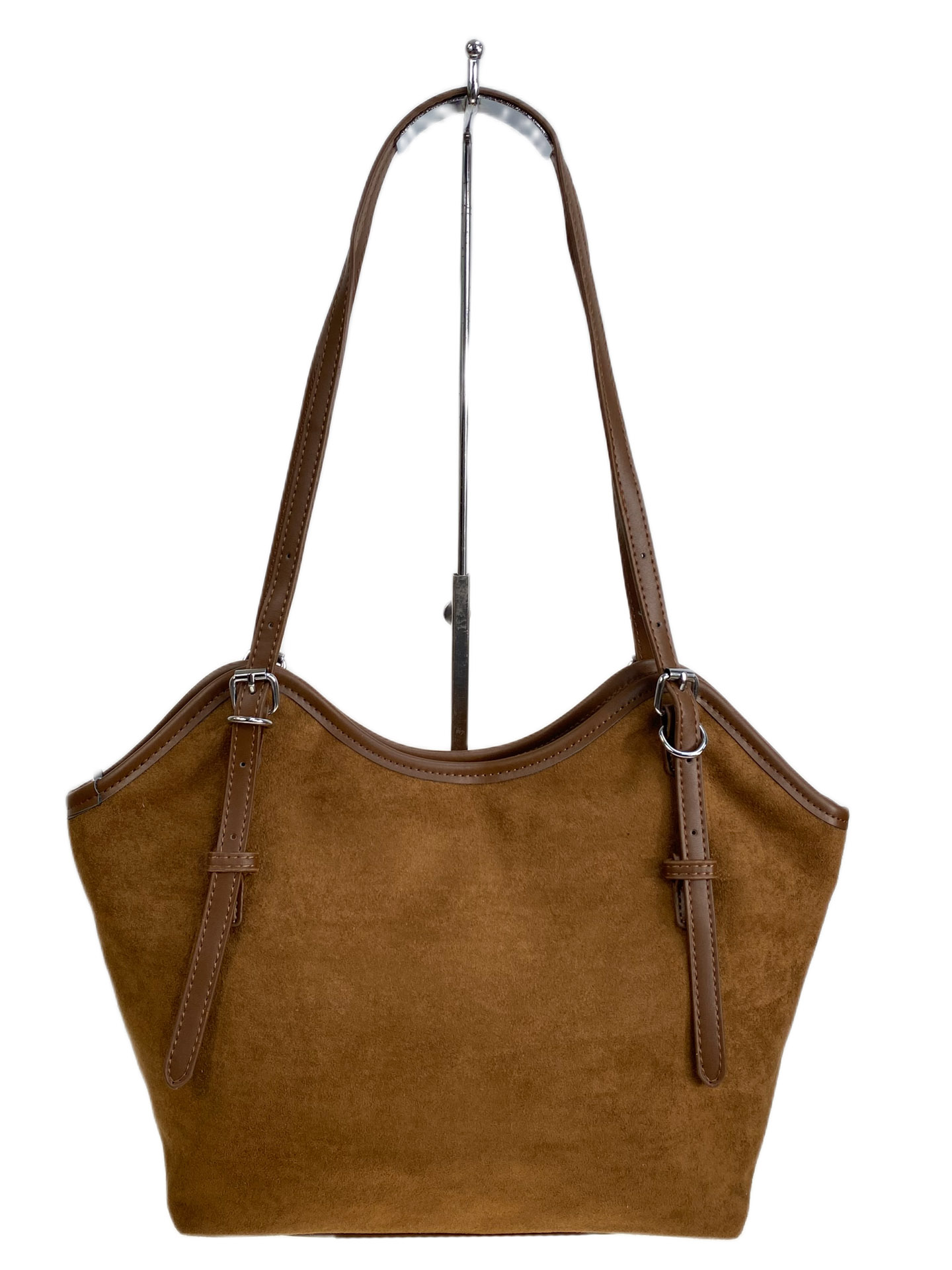 На фото 2 - Женская сумка из искусственной замши, цвет коричнево-рыжий