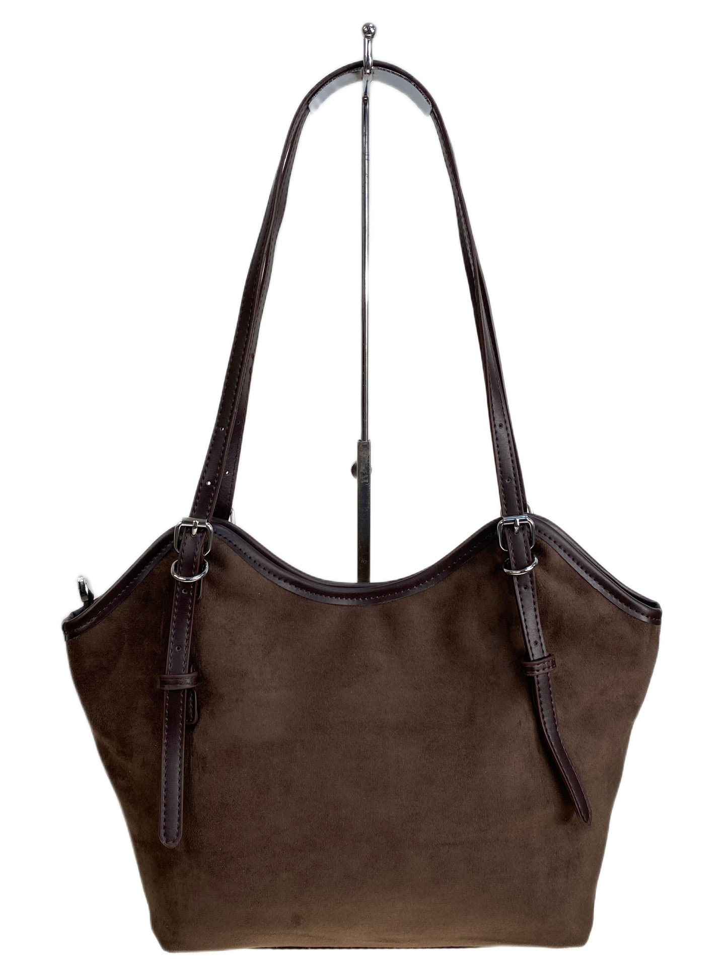 На фото 2 - Женская сумка из искусственной замши, цвет шоколад