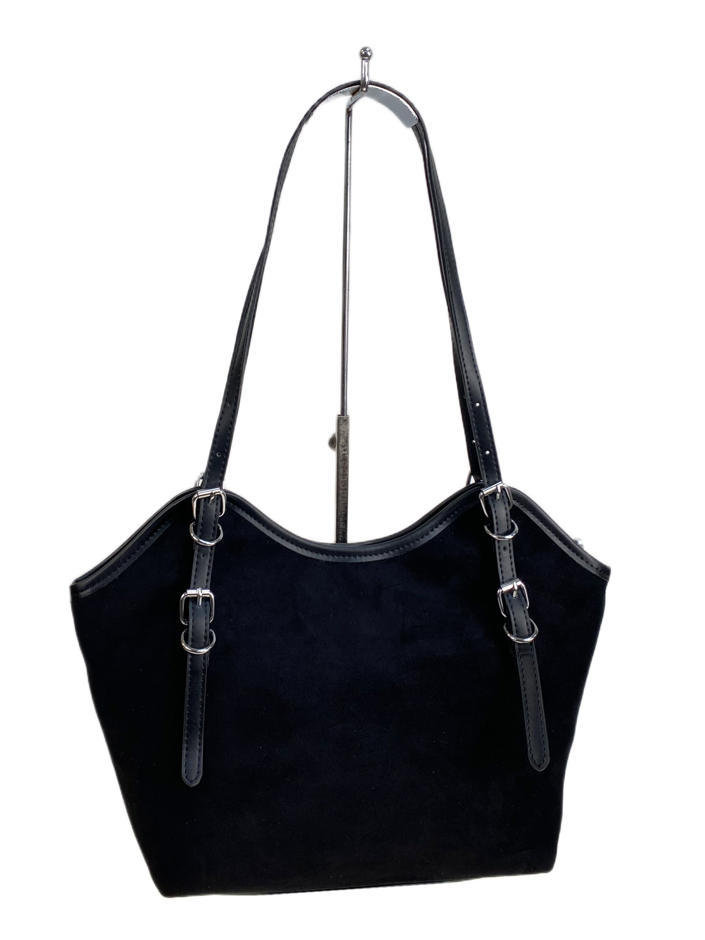 На фото 1 - Женская сумка из искусственной замши, цвет черный