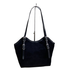 На фото 1 - Женская сумка из искусственной замши, цвет черный На фото 1 - Женская сумка из искусственной замши, цвет черный