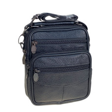 На фото 1 - Сумка мужская  из натуральной кожи, цвет черный