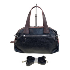 На фото 2 - Женская сумка из натуральной кожи, цвет  черный