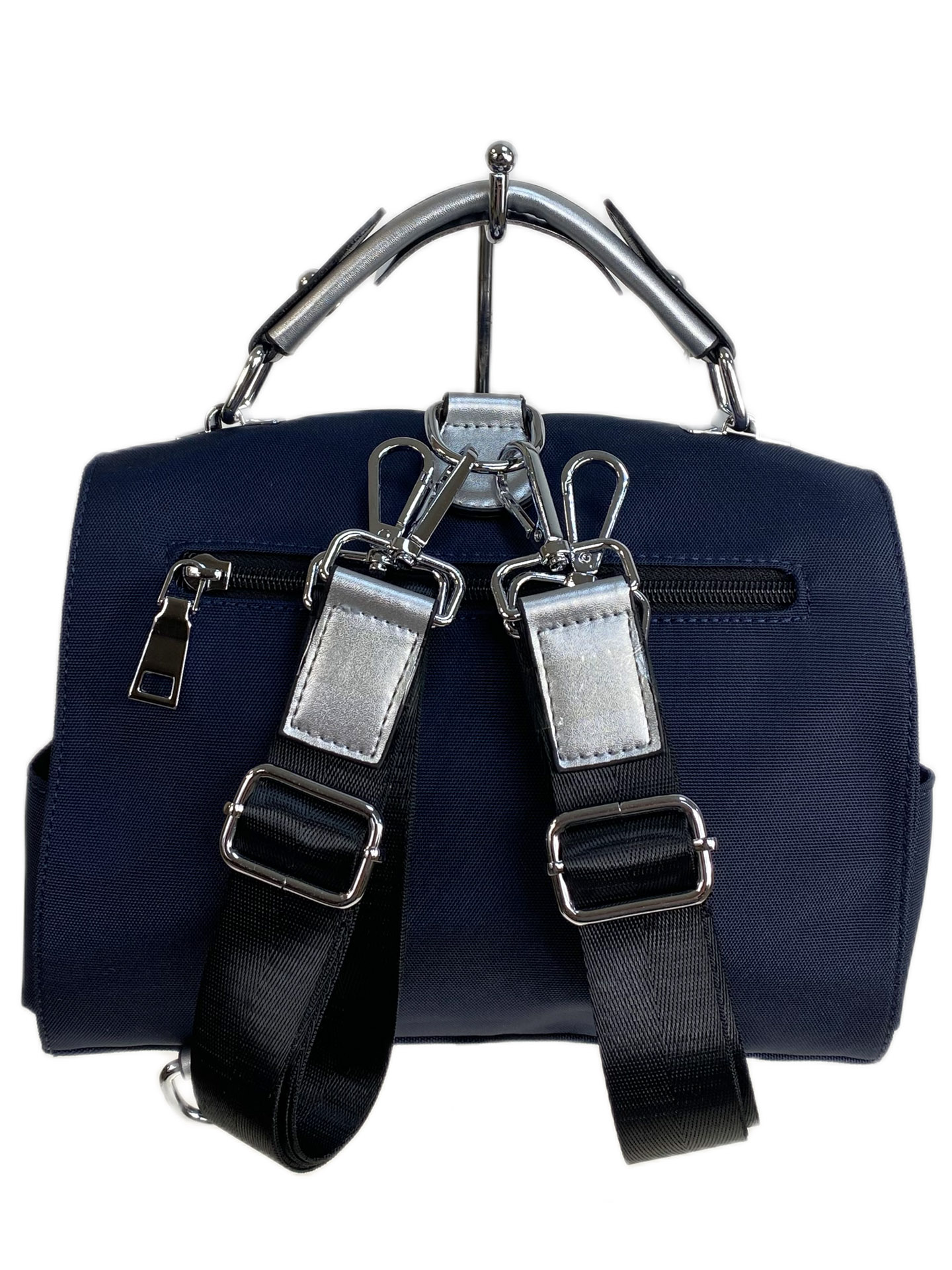 На фото 2 - Женская сумка-рюкзак из текстиля, цвет синий