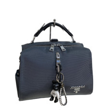 На фото 1 - Женская сумка-рюкзак из текстиля, цвет серый