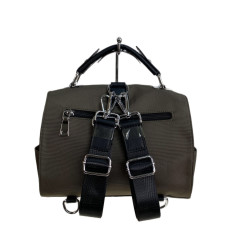 На фото 2 - Женская сумка-рюкзак из текстиля, цвет хаки 