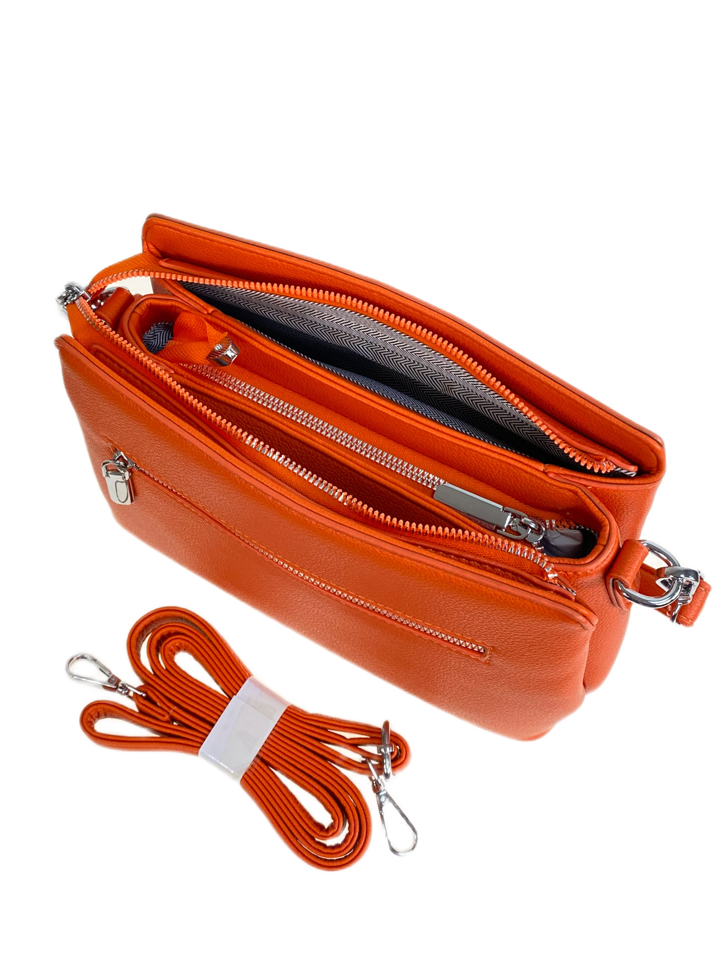 На фото 2 - Женская сумка из искусственной кожи, цвет оранжевый