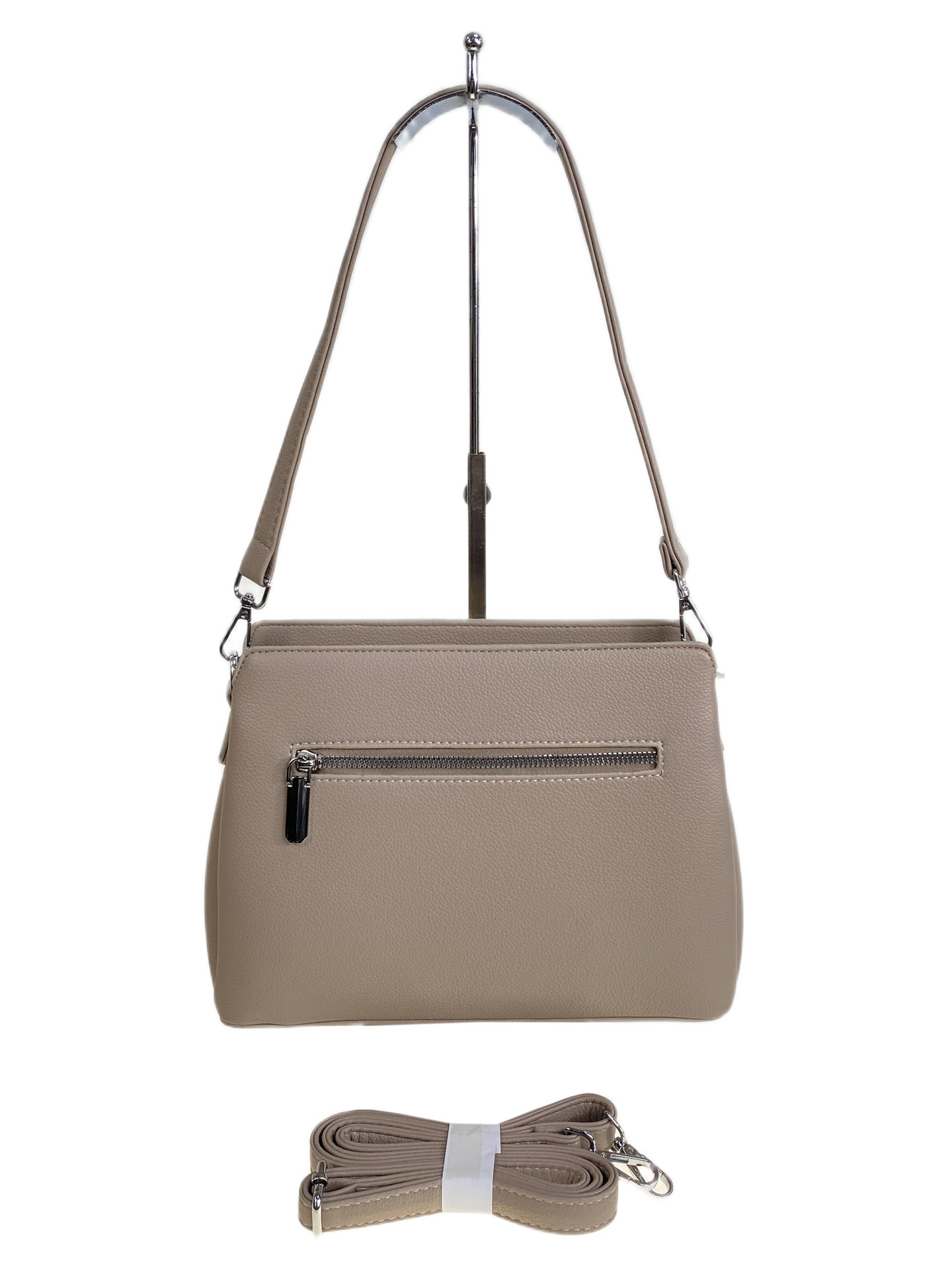 На фото 2 - Женская сумка из искусственной кожи, цвет светло бежевый