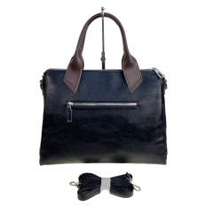 На фото 2 - Женская сумка из натуральной кожи, цвет  черный