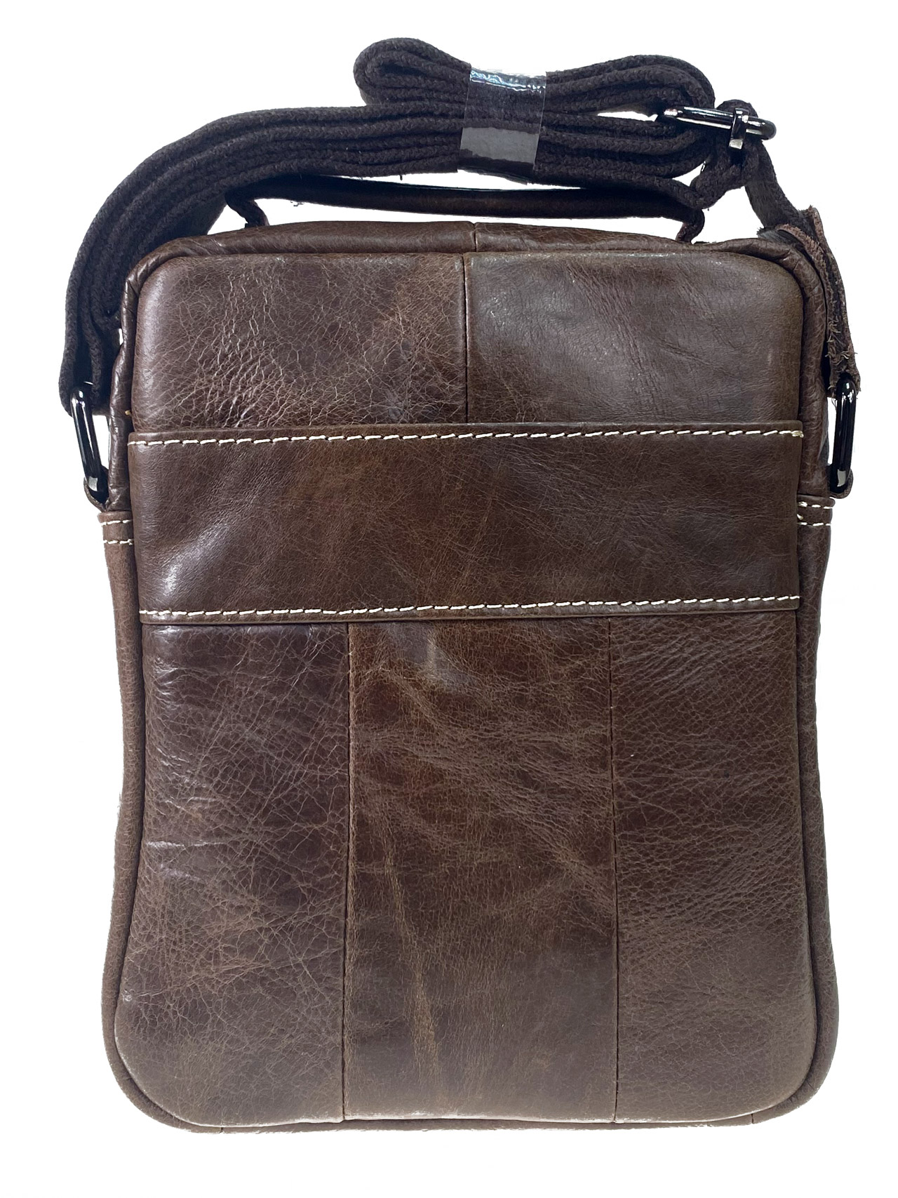 На фото 2 - Мужская сумка из натуральной кожи, цвет серо-коричневый