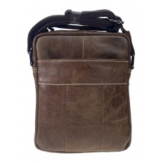 На фото 2 - Мужская сумка из натуральной кожи, цвет серо-коричневый