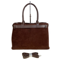 На фото 2 - Женская сумка из искусственной замши, цвет тёмно коричневый На фото 2 - Женская сумка из искусственной замши, цвет тёмно коричневый