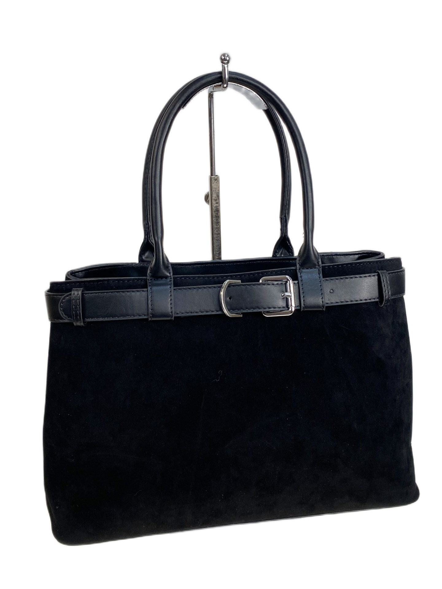 На фото 1 - Женская сумка из искусственной замши, цвет черный