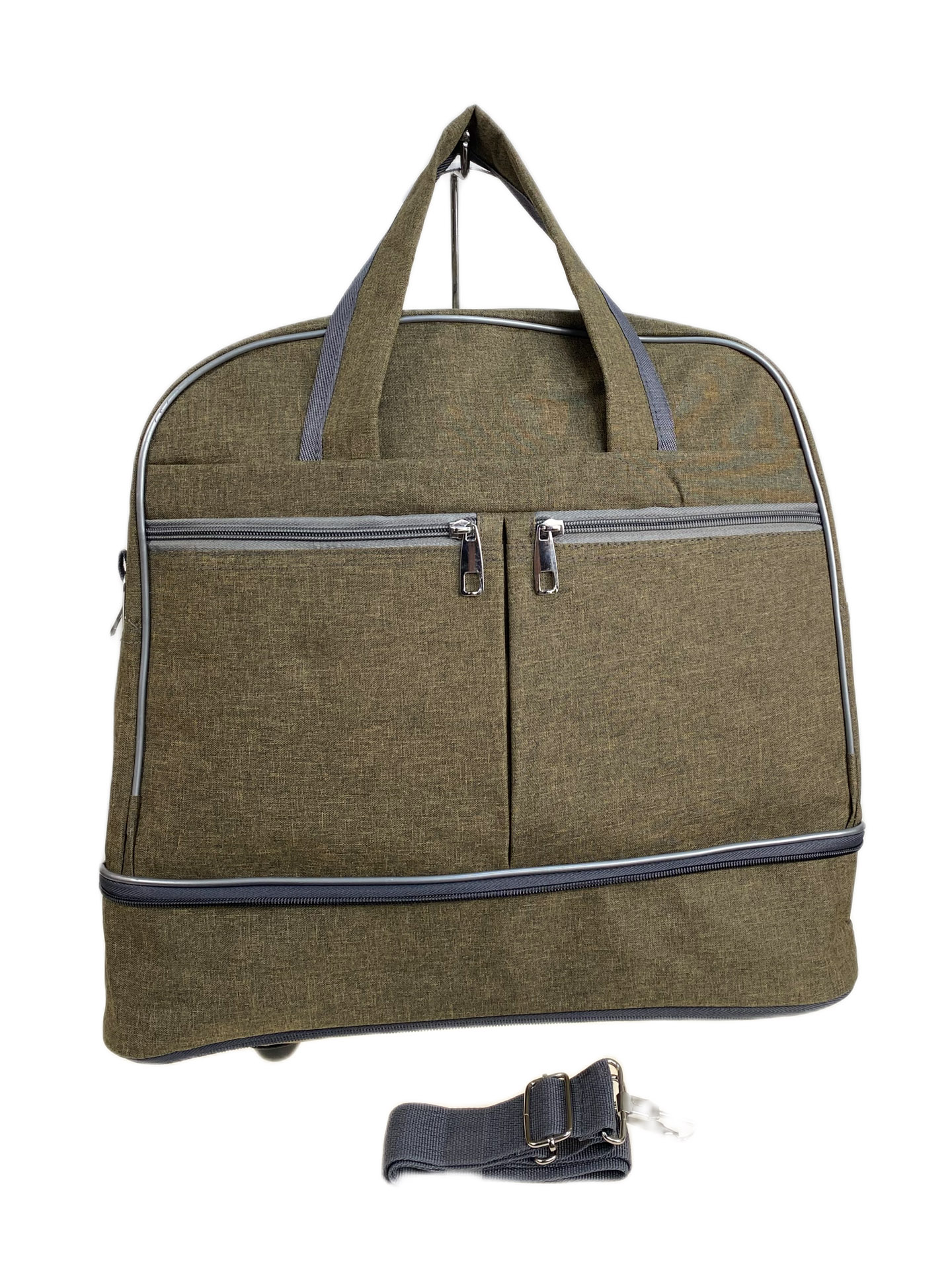 На фото 1 - Дорожная сумка из текстиля, цвет хаки