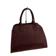 На фото 1 - Женская сумка из искусственной замши, цвет шоколад