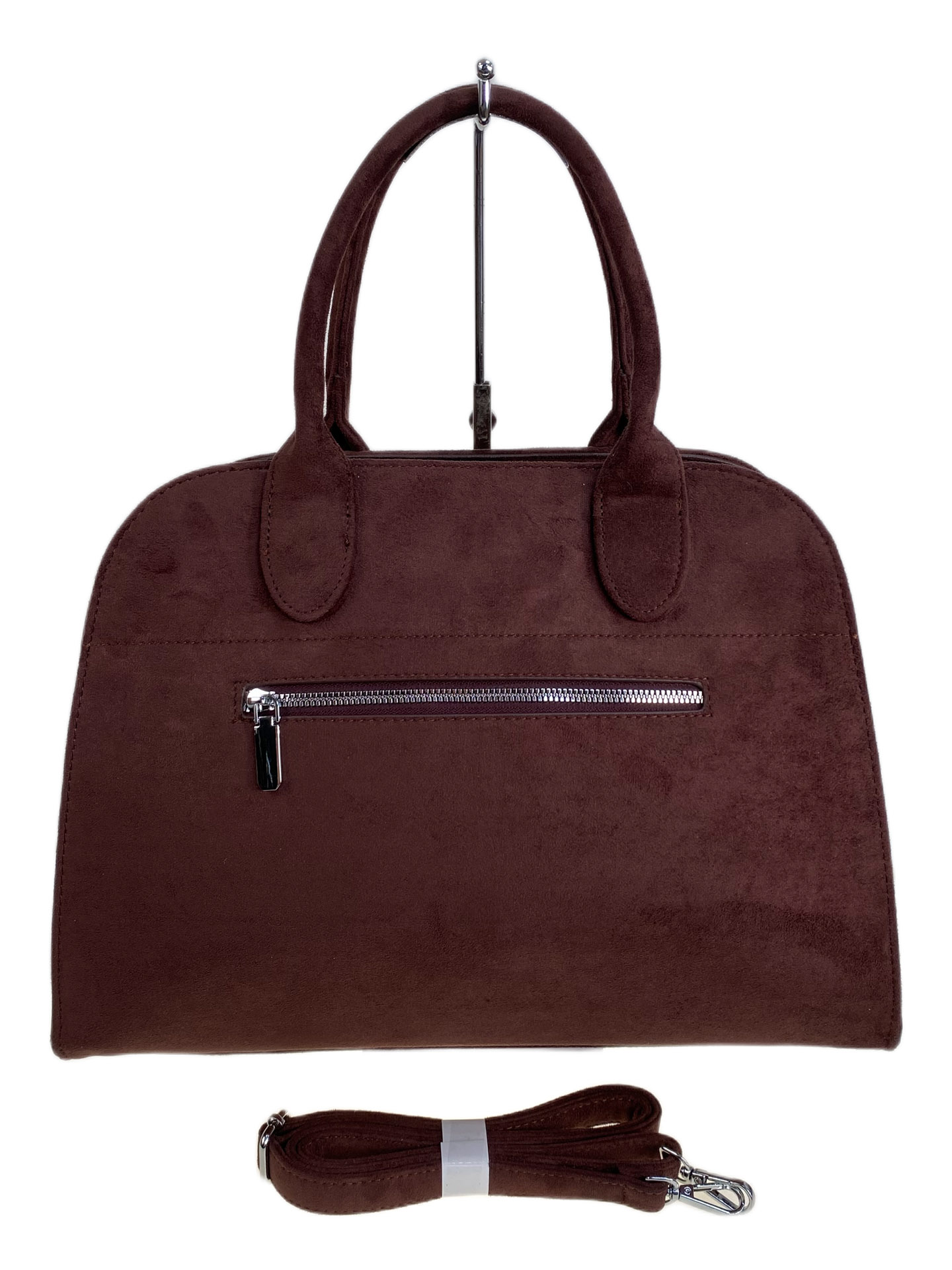 На фото 2 - Женская сумка из искусственной замши, цвет шоколад