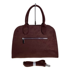 На фото 2 - Женская сумка из искусственной замши, цвет шоколад