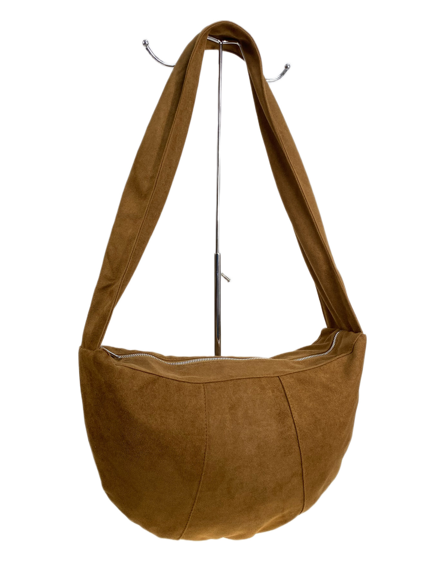 На фото 1 - Женская сумка из искусственной замши, цвет коричнево-рыжий