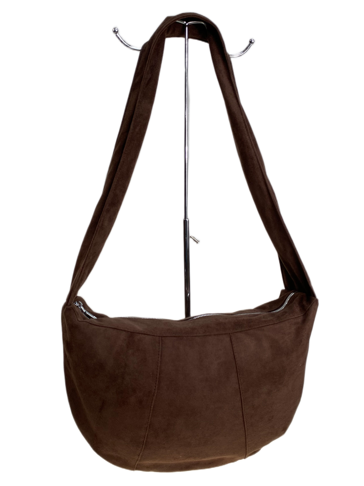 На фото 1 - Женская сумка из искусственной замши, цвет шоколад