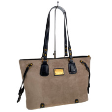 На фото 1 - Женская сумка из искусственной замши, цвет  бежевый