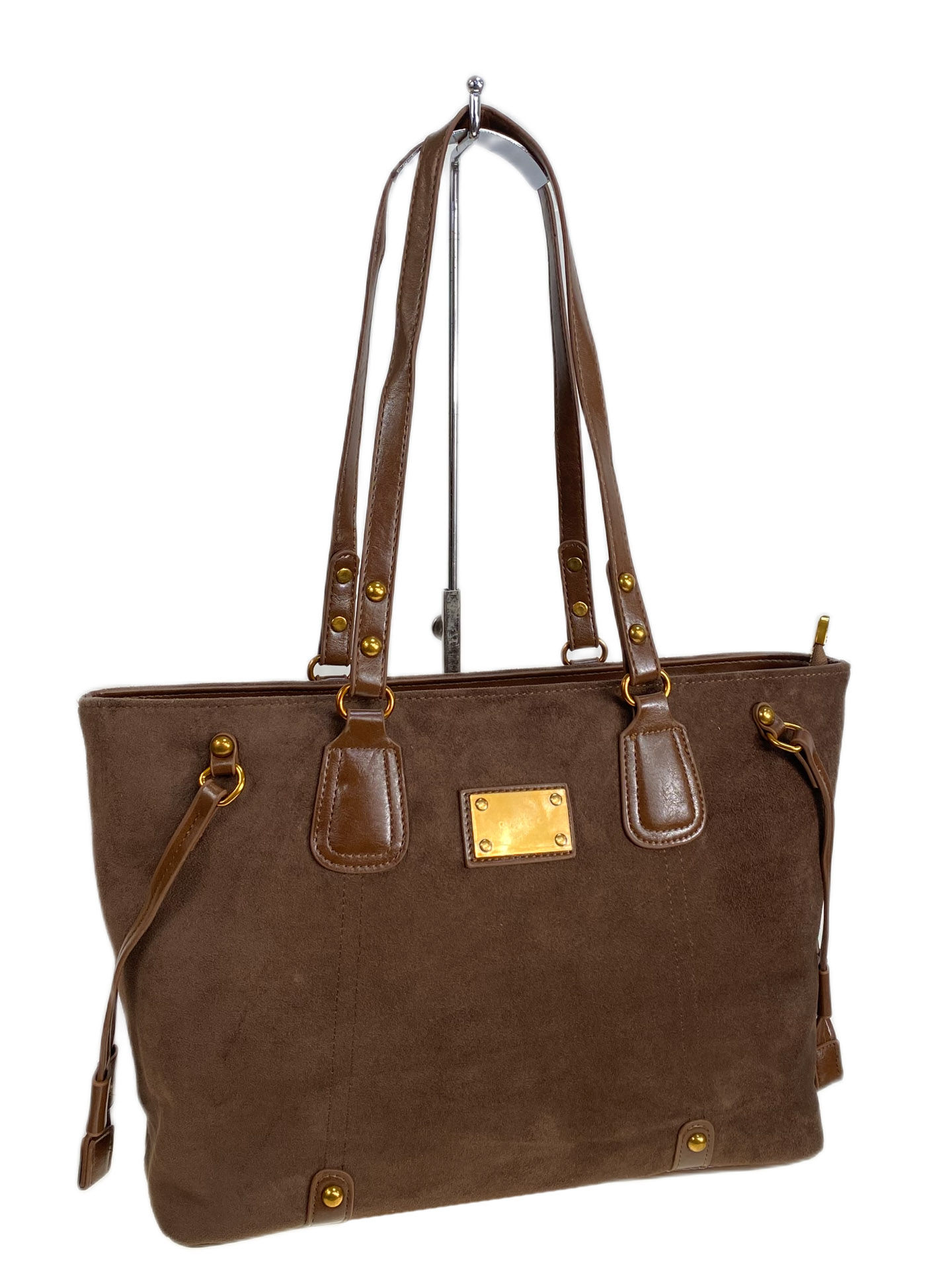 На фото 1 - Женская сумка из искусственной замши, цвет коричневый