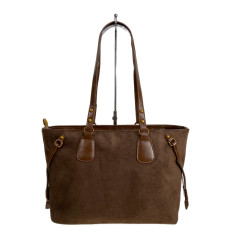 На фото 2 - Женская сумка из искусственной замши, цвет коричневый